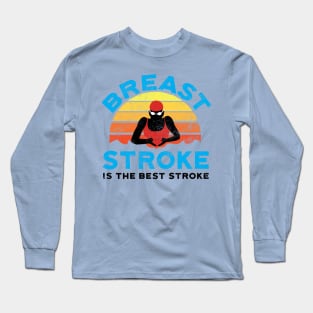 Retro Womens Breast Stroke Swimmer Long Sleeve T-Shirt